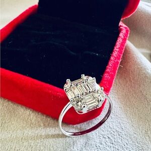 1CT Natural Earth Mined Diamond Emerald Ring in 18K White Gold Set, VS-GH color